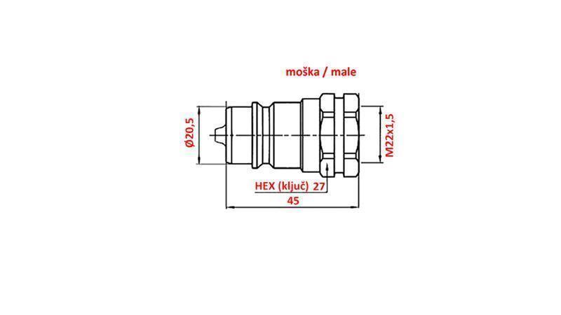 QUICK COUPLING TRACTOR MALE M22x1.5