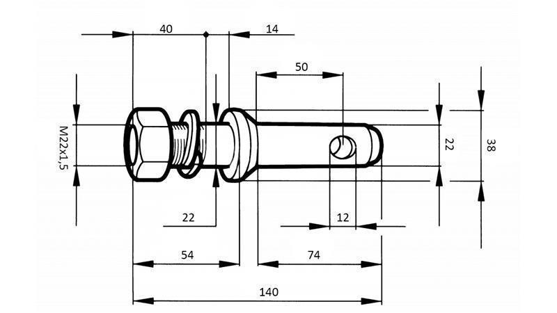 TELEPITŐ SZEG fi22mm MENNETEL M22x1,5