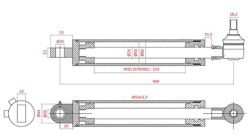 HIDRAULIČNI VOLANSKI CILINDAR FIAT-NEW HOLLAND OEM-5113093, 5113130, 5113131, 5123968, 5125260, 5140