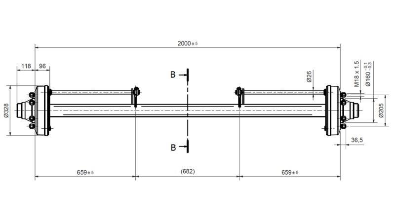 NÁPRAVA PRÍVESU 7200 kg S BRZDOU (2000 mm)