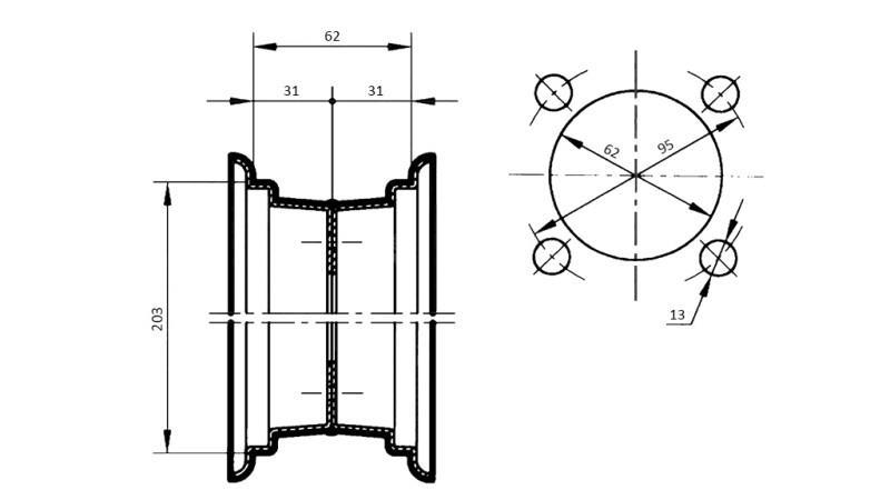 FELGA 2.50x8” (za pneumatiko 4.00-8)