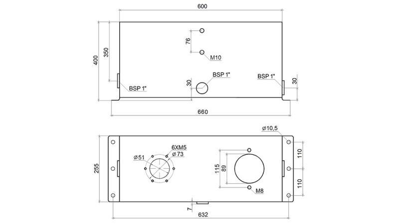 TANQUE METÁLICO 45 LITROS CUBO 400x255x600mm COMPLETO COM EQUIPAMENTO