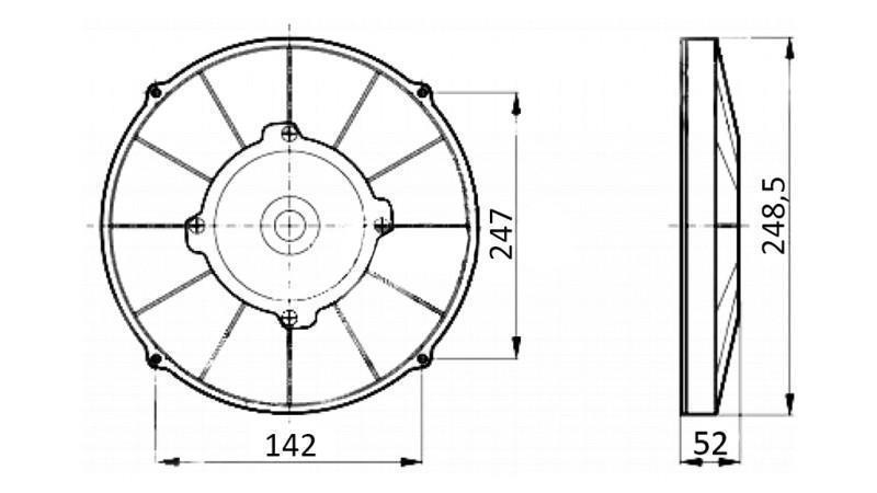 OSOVINSKI VENTILATOR 255mm PULLING 24V