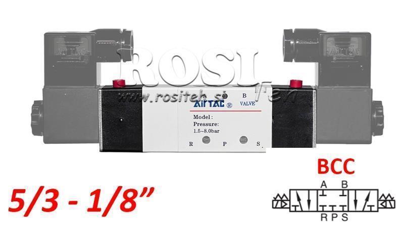 PNEUMATIKUS ELEKTROMOS SZELEP 5/3 BISTABIL 1/8 PRT-0553-BCC