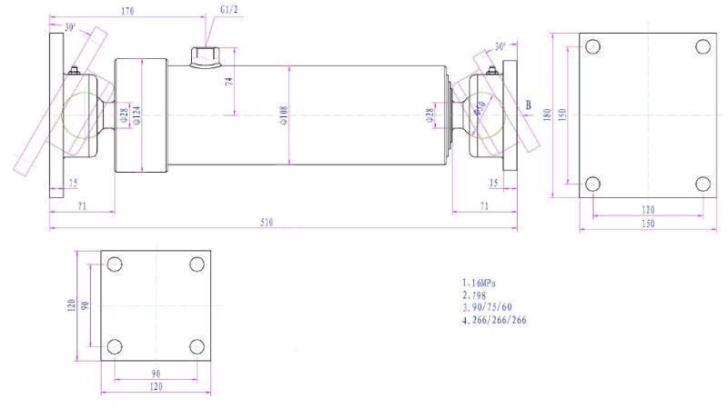 TELESCOPIC CYLINDER 3 EXTENSIONS  805mm K3B-7T