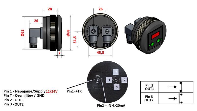 ELECTRIC PRESSURE SWITCH WITH MANOMETER KD59 0-400 BAR