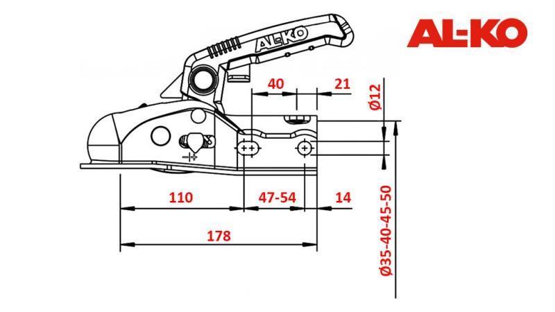 VUČNA KUKA AL-KO AK-161 ZA AUTO PRIKOLICU OKUGLA 1.600 kg FI50-45-35