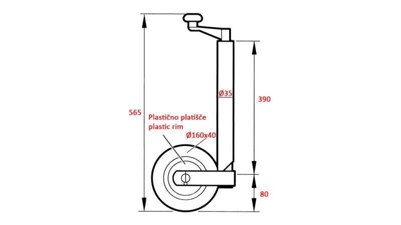 WHEEL PARKING JACK FOR CAR TRAILER 35mm 75kg