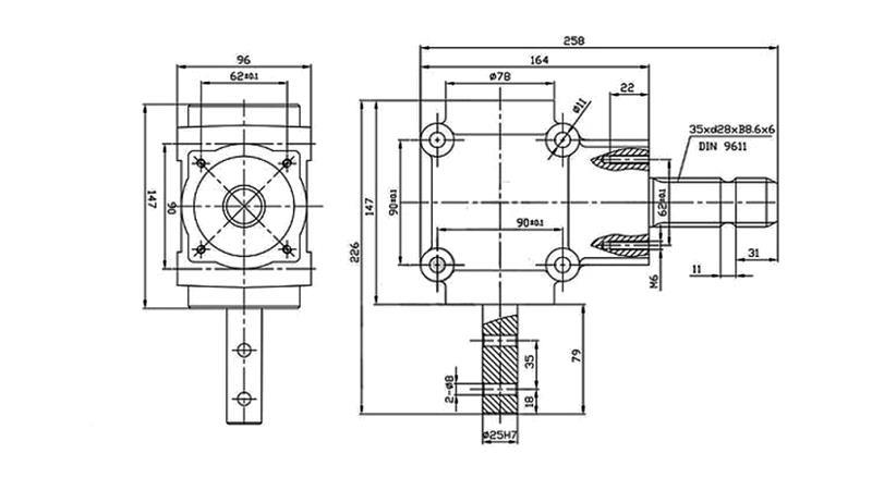 RIDUTTORE D'ANGOLO L-155J 1: 1,14 (16HP-12kW)