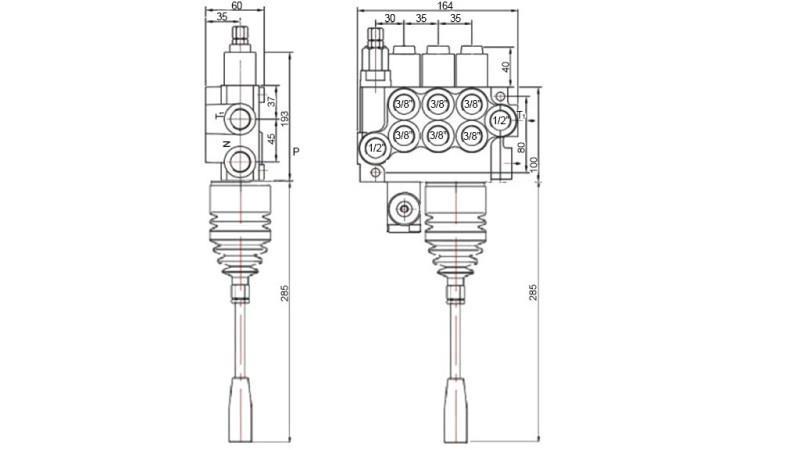 HYDRAULIC VALVE 3xP40 + JOYSTICK