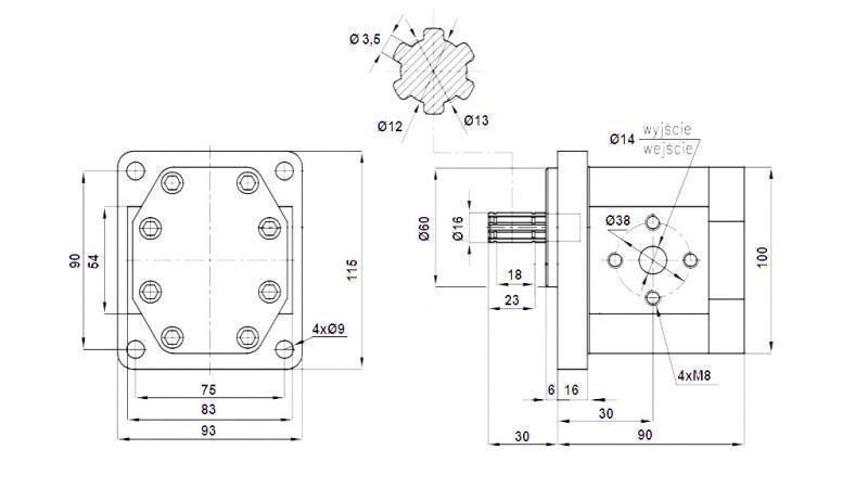 HYDRAULIC PUMP NSZ 10 - 6 TEETH 10 CC RIGHT