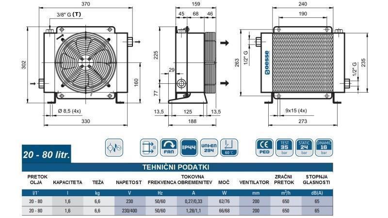 RESFRIADOR DE ÓLEO AC 230V HY01601 20-80 LIT