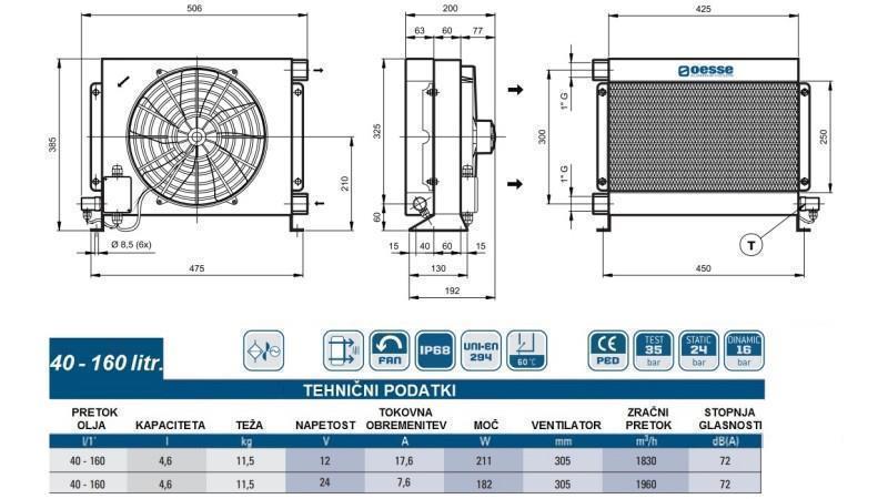 OLIEKØLER DC 12V HY03802 40-160 LIT