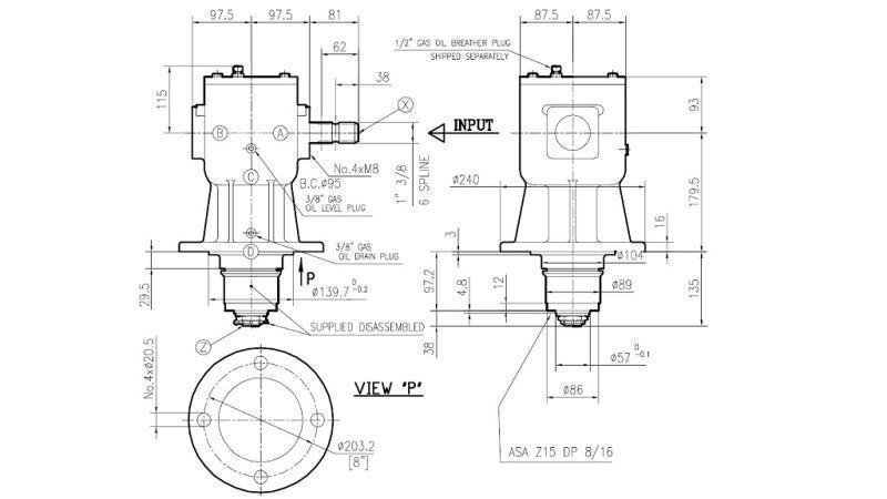 VINKELREDUSER LF-140J 1:1.92 (60HP-44kW)