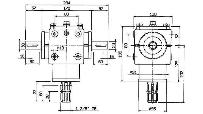 VINKELVÄXEL PTO-R20T 1:2 (25HP-18kW)