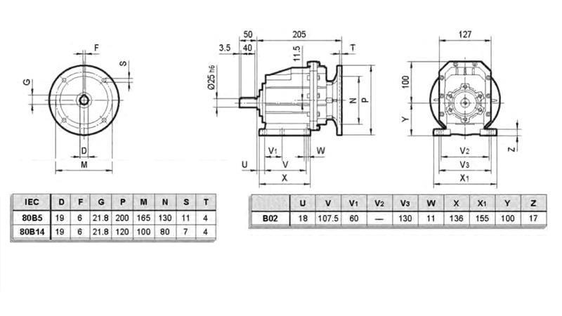 ERC02 REDUKTOR MS 80 (0,55-0,75 KW) ELEKTROMOTORNAK SZORZÁS 24:1