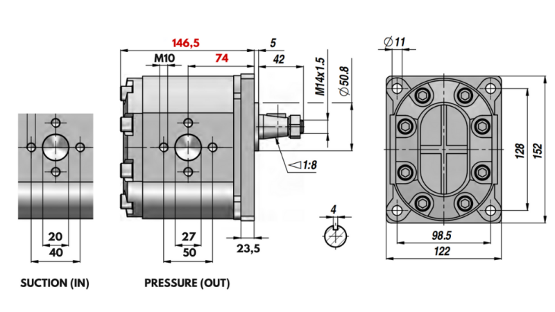 HYDRAULIC PUMP GR.3 46 CC RIGHT - FLANGE