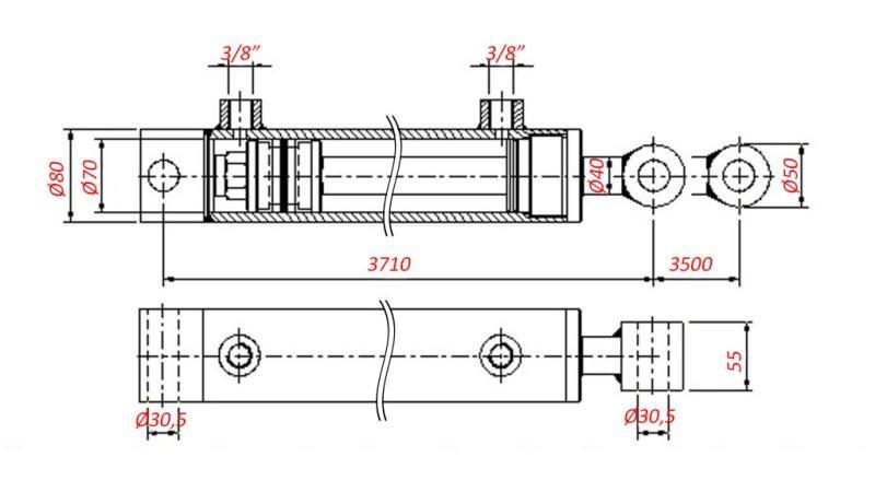 HYDRAULIKZYLINDER FÜR ZUG - BOHRUNG 70/40-3500