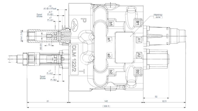 HYDRAULISCHES STEUERVENTIL DLM-122/2 2xP80 L/min LOAD SENSING MIT FLOAT-FUNKTION