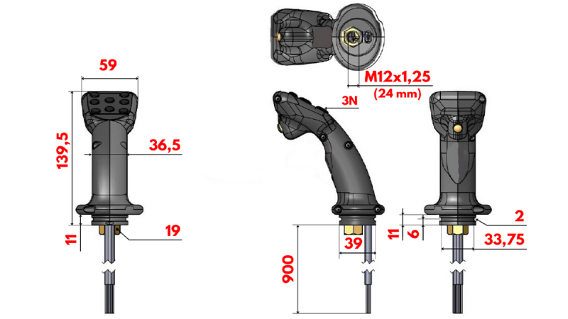 FERNSTEUERUNG HEBEL - JOYSTIC - 6 TASTEN