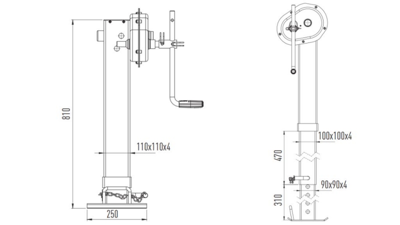 NAVOJNA PODPORNA NOGA 400mm - 10.000kg