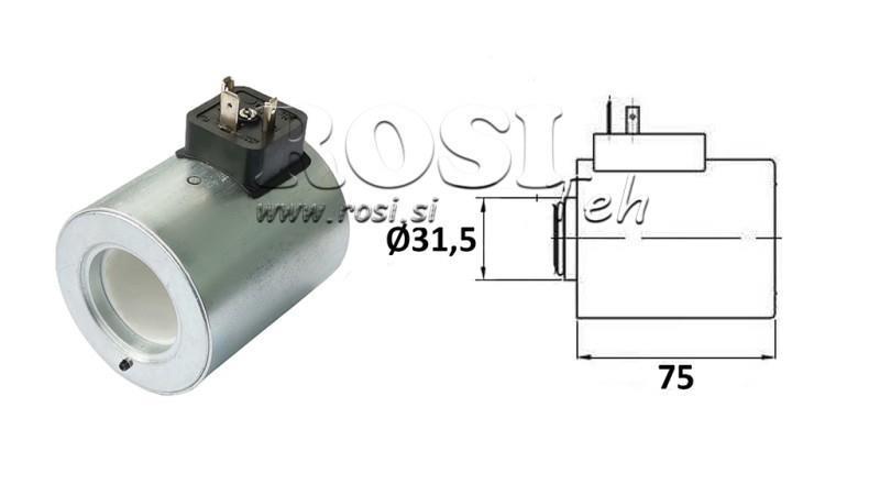 ELECTROMAGNETIC COIL 230V AC FOR VALVE CETOP 5 - fi 31,4mm-75mm 37W IP65