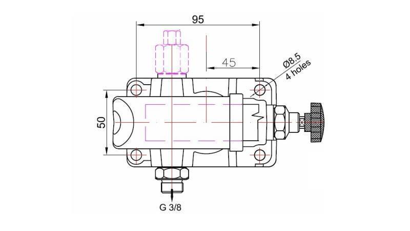 HÅNDPUMPE 25CC -SD- ENKEL RETNING - dimensjoner