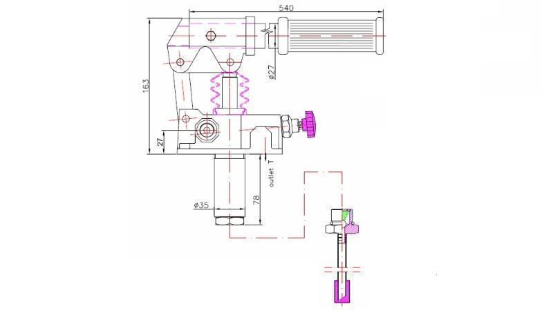 HANDPUMP 25CC -SD- ENDA RIKTNING - mått