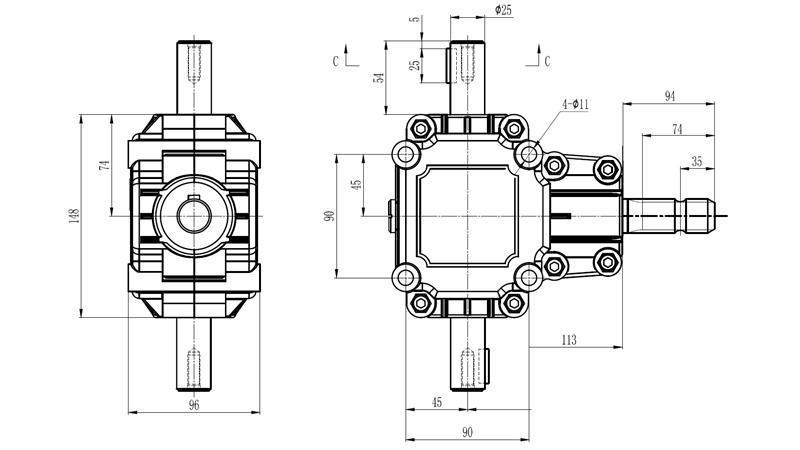 ANGULAR REDUCTOR PTO 1:1,9 (14HP-10kW) ECO