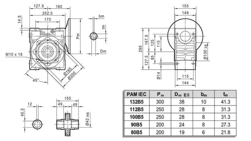 PMRV-110 REDUSER FOR ELEKTRISK MOTOR MS100 (2.2-3kW) FORHOLD 40:1