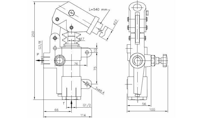 ROČNA ČRPALKA 20CC -SD- SAMOSTOJNA ENOSMERNA - dimenzije