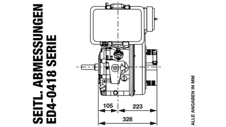 diesel engine 418cc-7.83kW-10.65HP-3,600 RPM-E-KW25x88-electric start