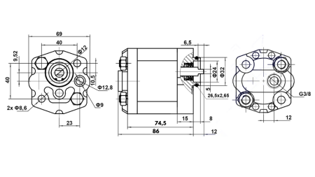 HYDRAULICKÉ ČERPADLO 10C2,7x302 2,7 CC PRAVÉ