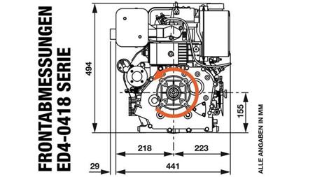 naftový motor 418cc-7.83kW-10.65HP-3,600 RPM-E-KW25.4x88-elektrický štart