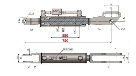 2TON. DIZAJUČA POTEZNICA FORK 60/40-200 (550mm-750mm)