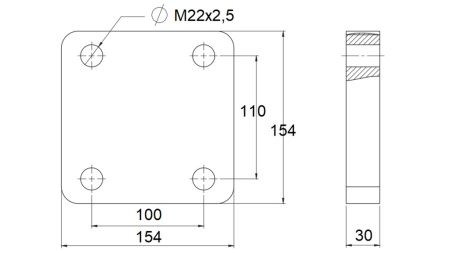 FLANGE DE MONTAGEM PARA GANCHO DE REBOQUE GIRATÓRIO fi50 EM CARCAÇA