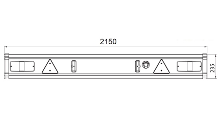 PÓTKOCSI HÁTSÓ ÜTKÖZŐ TÜV MODELL FÉNYEKKEL 2150mm