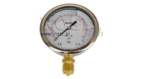 MANOMETER DN100 VERTIKAL 0 - 25 BAR - 1/2