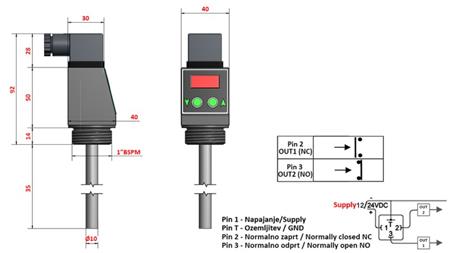 TERMOSTAT S PRIKAZOVALNIKOM XT51V 0-100°C l-50mm
