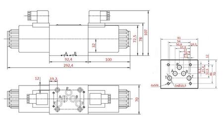 HIDRAVLIČNI ELEKTRO MAGNETNI VENTIL KV-4/3 CETOP 5 12/24/230V N1