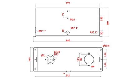 RESERVATÓRIO METÁLICO 75 LITROS CUBO 400x355x600mm COMPLETO COM EQUIPAMENTO