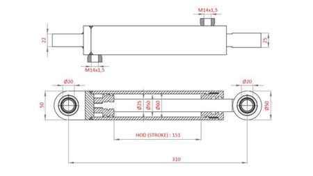 HYDRAULIC POWER STEERING CYLINDER FIAT-NEW HOLLAND OEM-5189995