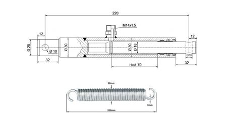 CYLINDRE HYDRAULIQUE POUR OUVERTURE DE TRAPPE 30/18-70