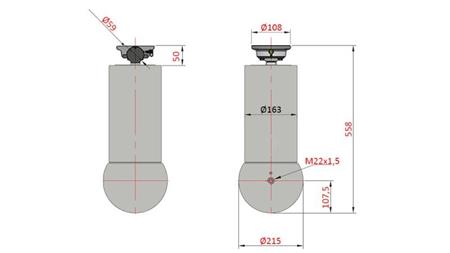 TELESZKÓP MUNKAHENGER – MEILLER KIPPER 5 LÉPCSŐ 163mm – 15 tonna  - 1650mm