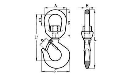 SWIVEL HOOK WITH EYE 3000 kg