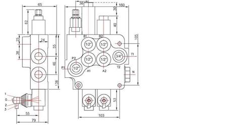 HYDRAULINEN VENTTIILI 2xP80   KELLUVAA