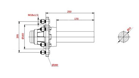 HALV-AXEL 3000 kg l.300 mm