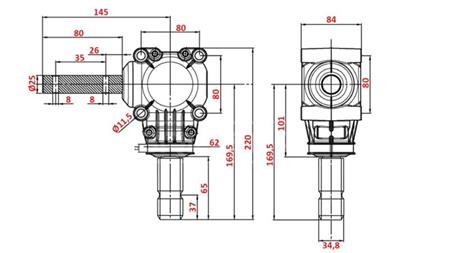 KULMAKÄÄNTÄJÄ L-150J 1:1 (12HP-9kW)