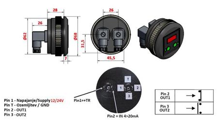 ELECTRIC PRESSURE SWITCH WITH MANOMETER KD59 0-400 BAR