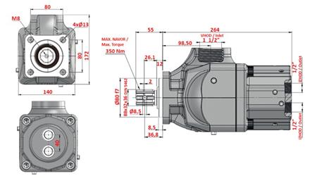 HYDRAULISCHE KOLBENPUMPE TANDEM 50+50cc